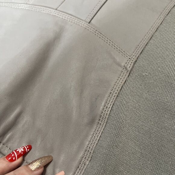 MICHAEL KORS PEARL GRAY LDS LEATHER JACKET MINT POCKET FULL ZIP SIZE Small - Picture 14 of 16